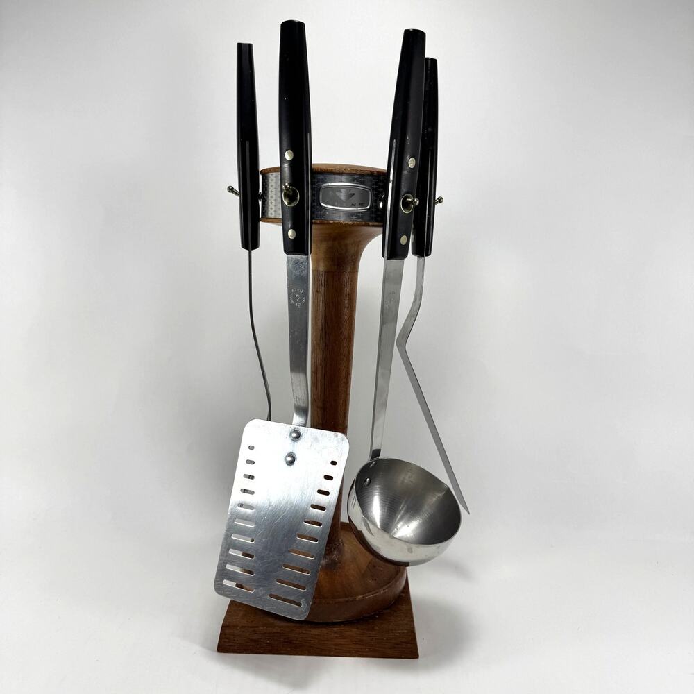 Vintage Flint Arrowhead Center Hole Stainless Utensil Stand Spatula Ladle